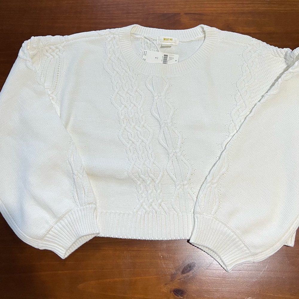 NWT Maeve Anthropologie Cable Knit Sweater Top/Skirt Set Sz Medium - Picture 3 of 11